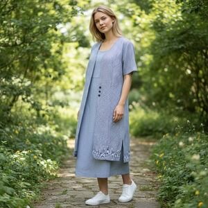 Vintage DBY II Mock 2pc Dress 16W Gingham Faux Layered Whimsigoth Cottagecore